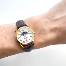 Load image into Gallery viewer, Vintage Constant Sun &amp; Moon Phase Quartz Watch with Brown Leather Strap
