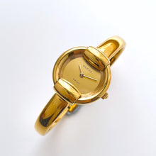 Load image into Gallery viewer, 90s Gold-Plated Gucci 1400L Bangle Quartz Watch with Horsebit Design
