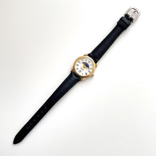 Load image into Gallery viewer, Vintage Constant Sun &amp; Moon Phase Quartz Watch with Black Leather Strap
