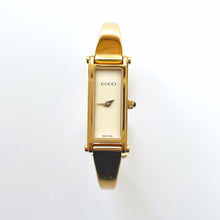 Load image into Gallery viewer, Vintage Ladies&#39; Gold-Plated Gucci 1500L Bangle Quartz Watch with Beige Rectangular Dial
