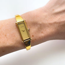 Load image into Gallery viewer, Vintage Ladies&#39; Gold-Plated Gucci 1500 Bangle Quartz Watch with Gold Rectangular Dial
