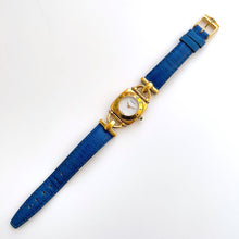 Load image into Gallery viewer, 1990s Gucci 6300L Quartz Watch with White Dial and Blue Leather Strap - Boxed
