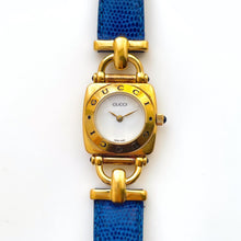 Load image into Gallery viewer, 1990s Gucci 6300L Quartz Watch with White Dial and Blue Leather Strap - Boxed
