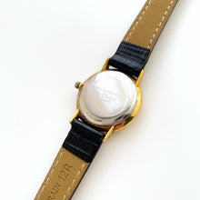 Load image into Gallery viewer, Vintage Gold-Plated Ladies&#39; Balenciaga Quartz Watch with Black Round Dial and Leather Strap
