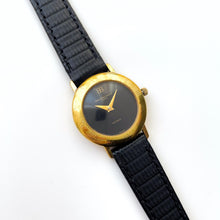 Load image into Gallery viewer, Vintage Gold-Plated Ladies&#39; Balenciaga Quartz Watch with Black Round Dial and Leather Strap
