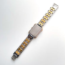 Load image into Gallery viewer, Vintage Two-Tone Hermès Rectangle Croisiere Unisex Quartz Watch with White Dial
