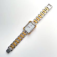 Load image into Gallery viewer, Vintage Two-Tone Hermès Rectangle Croisiere Unisex Quartz Watch with White Dial
