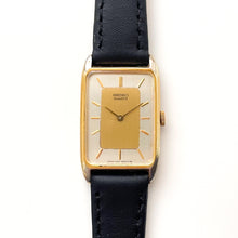 Load image into Gallery viewer, Vintage Gold-Plated Ladies&#39; Seiko Quartz Watch with Rectangular Tank Dial and Black Leather Strap
