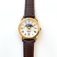 Load image into Gallery viewer, Vintage Constant Sun &amp; Moon Phase Quartz Watch with Brown Leather Strap
