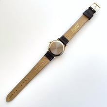 Load image into Gallery viewer, Vintage Unisex Gold-Tone Moon Phase Quartz Watch With Dark Brown Leather Strap
