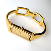 Load image into Gallery viewer, Vintage Ladies&#39; Gold-Plated Gucci 1500L Bangle Quartz Watch with Gold Rectangular Dial
