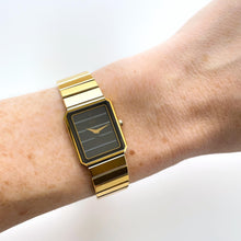 Load image into Gallery viewer, Vintage Gold-Plated Ladies&#39; Seiko Lassale Quartz Watch with Striped Black Dial
