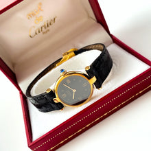 Load image into Gallery viewer, Cartier Must Vendome Vermeil - Gold-Plated Silver 925 with Black Dial - With box and Papers
