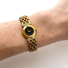 Load image into Gallery viewer, Vintage 1990s Gold-Plated Ladies&#39; Seiko Quartz Watch with Tiny Black Dial - Boxed
