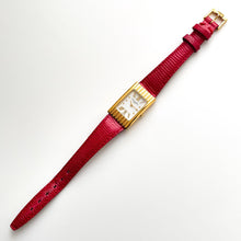 Load image into Gallery viewer, Vintage Christian Dior Gold-Plated Ladies&#39; Quartz Watch with Red Leather Strap and Rectangular Tank Dial - Boxed
