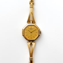 Load image into Gallery viewer, Rare 80s Gold-Plated Seiko Quartz Watch with Octagon Dial and Thin Intricate Bracelet
