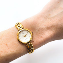 Load image into Gallery viewer, Rare 90s Gold-Plated Seiko Exceline Jewellery Quartz Watch with Round Dial, Intricate Bracelet and 6 Diamonds
