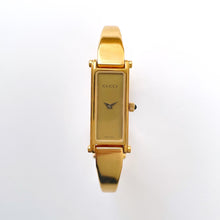 Load image into Gallery viewer, Vintage Ladies&#39; Gold-Plated Gucci 1500L Bangle Quartz Watch with Gold Rectangular Dial
