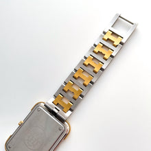 Load image into Gallery viewer, Vintage Two-Tone Hermès Rectangle Croisiere Unisex Quartz Watch with White Dial
