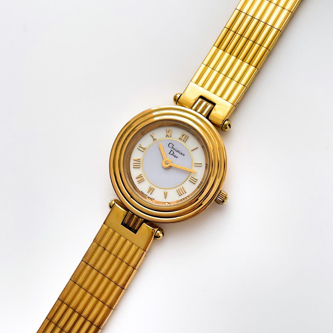 Vintage 1990s Gold-Plated Christian Dior 3051 Ladies' Quartz Watch with Round Sector Dial