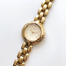 Load image into Gallery viewer, Rare 90s Gold-Plated Seiko Tissé Quartz Watch with Round Dial and Thin Bracelet
