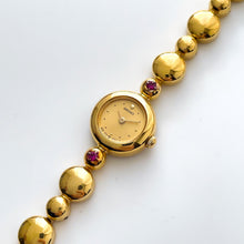 Load image into Gallery viewer, Rare 90s Gold-Plated Seiko Jewellery Quartz Watch with Tiny Dial, Thin Beaded Bracelet and 2 Rubies
