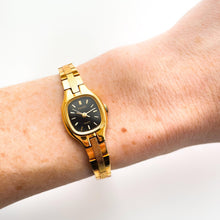 Load image into Gallery viewer, Tiny Ladies&#39; Pulsar (by Seiko) Watch with Gold-Plated Bracelet and Black Dial
