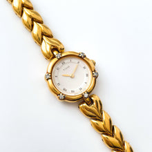 Load image into Gallery viewer, Very Rare 90s Gold-Plated Seiko Tissé Jewellery Quartz Watch with Tiny Dial, Thin Bracelet and 6 Diamonds
