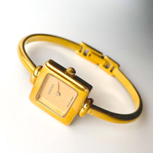 Load image into Gallery viewer, Vintage 2002 Gold-Plated Gucci 1900L Bangle Quartz Watch with Square Dial - Boxed
