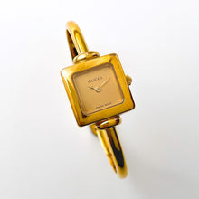 Load image into Gallery viewer, Vintage 2002 Gold-Plated Gucci 1900L Bangle Quartz Watch with Square Dial - Boxed
