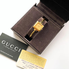 Load image into Gallery viewer, Vintage 2002 Gold-Plated Gucci 1900L Bangle Quartz Watch with Square Dial - Boxed
