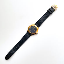 Load image into Gallery viewer, Vintage 90s Gold-Plated Yves Saint Laurent Unisex Quartz Watch with Navy Blue Dial and Leather Strap - Boxed
