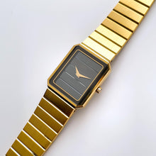 Load image into Gallery viewer, Vintage Gold-Plated Ladies&#39; Seiko Lassale Quartz Watch with Striped Black Dial
