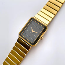 Load image into Gallery viewer, Vintage Gold-Plated Ladies&#39; Seiko Lassale Quartz Watch with Striped Black Dial
