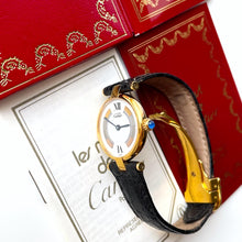 Load image into Gallery viewer, Vintage Ladies&#39; Cartier Must Vendome Vermeil - Gold-Plated Silver 925 with Black Dial - With Papers
