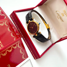 Load image into Gallery viewer, Cartier Must Vendome Vermeil - Gold-Plated Silver 925 with Black Dial - With box and Papers
