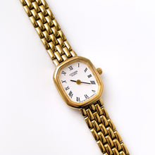 Load image into Gallery viewer, Vintage Gold-Plated Ladies&#39; Citizen Quartz Watch with White Dial and Roman Numerals
