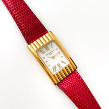 Load image into Gallery viewer, Vintage Christian Dior Gold-Plated Ladies&#39; Quartz Watch with Red Leather Strap and Rectangular Tank Dial - Boxed
