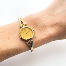 Load image into Gallery viewer, Rare 80s Gold-Plated Seiko Quartz Watch with Octagon Dial and Thin Intricate Bracelet
