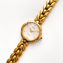 Load image into Gallery viewer, Rare 90s Gold-Plated Seiko Exceline Jewellery Quartz Watch with Round Dial, Intricate Bracelet and 6 Diamonds
