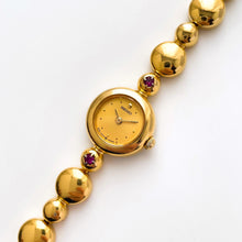 Load image into Gallery viewer, Rare 90s Gold-Plated Seiko Jewellery Quartz Watch with Tiny Dial, Thin Beaded Bracelet and 2 Rubies
