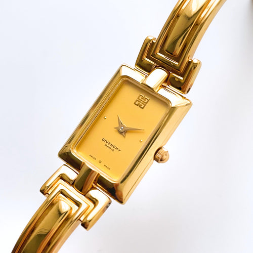 Vintage Gold-Plated Ladies' Givenchy 'Millesime' Bangle Quartz Watch with Rectangular Dial - Boxed