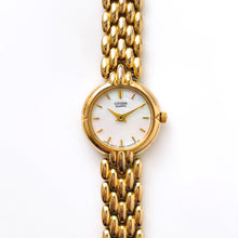 Load image into Gallery viewer, Vintage Gold-Plated Ladies&#39; Citizen Quartz Watch with Round Mother of Pearl Dial
