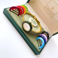 Load image into Gallery viewer, Rare Vintage Boxed 1990s Gucci 11/12 Bangle Quartz Watch with Interchangeable Bezels
