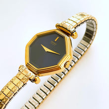 Load image into Gallery viewer, Vintage 1980 Gold-Plated Ladies&#39; Seiko Quartz Watch With Dark Blue Dial and Expanding Bracelet
