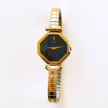 Load image into Gallery viewer, Vintage 1980 Gold-Plated Ladies&#39; Seiko Quartz Watch With Dark Blue Dial and Expanding Bracelet
