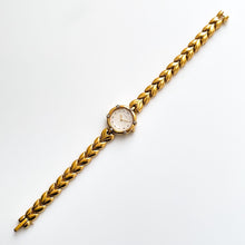 Load image into Gallery viewer, Very Rare 90s Gold-Plated Seiko Tissé Jewellery Quartz Watch with Tiny Dial, Thin Bracelet and 6 Diamonds
