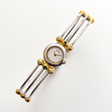 Load image into Gallery viewer, Very Rare 1990s Two-Tone Seiko Articulated Bangle Quartz Watch with Three Coloured Gemstones
