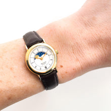 Load image into Gallery viewer, Vintage Ladies&#39; Accurist Moon Phase Quartz Watch with Black Leather Strap
