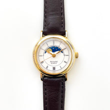 Load image into Gallery viewer, Vintage Ladies&#39; Accurist Moon Phase Quartz Watch with Black Leather Strap
